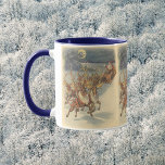 Taza Vintage Christmas Santa Claus Sleigh with Reindeer<br><div class="desc">Vintage illustration Victorian Merry Christmas holiday scene featuring Santa Claus and his reindeer delivering toys on Christmas Eve. Santa is flying over the snow on a chilly winter night with a full moon in the sky.</div>