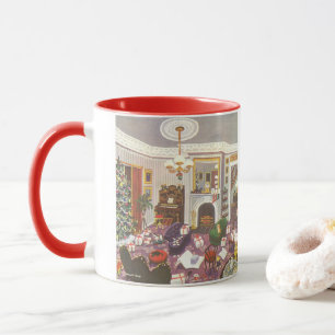 Taza Vintage Christmas Wrapping Presenta en la Sala de