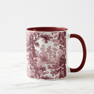 Taza Vintage Cottage Paisaje - Rosa y Blanco