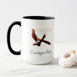 Taza Vintage Cute Rojo Brillante Pájaro y Foliage
