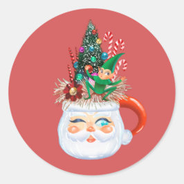 Taza vintage de Santa Pegatina redonda clásica