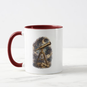 Taza vintage de telescopio para observar estrellas