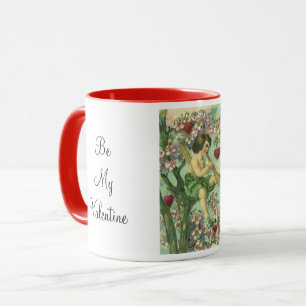 Taza Vintage Día de San Valentín Victoriano Cupids Hear