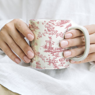 Taza Vintage English Floral Toile de Jouy-Pink
