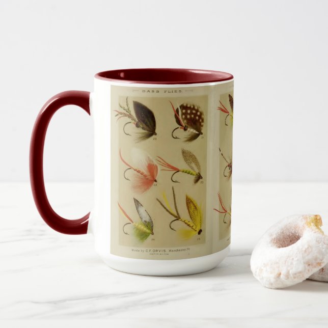 Taza "Vintage Flies Fisherman" (Con donut)