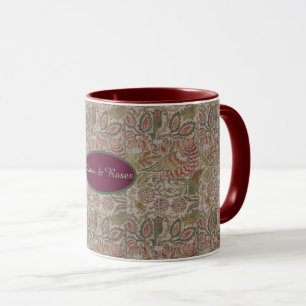 Taza Vintage Floral Bird William Morris Dove y Rosa