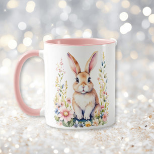 Taza Vintage Floral Easter Bunny Personalizado