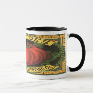 Taza Vintage Fruit Label Art, Wayne Co Tomates