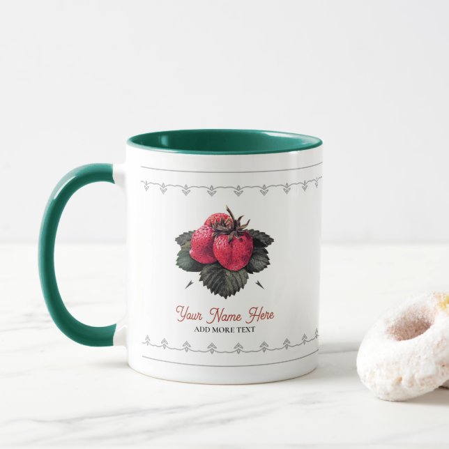 Taza Vintage Grand Berries Strawberries Añade tu nombre (Con donut)