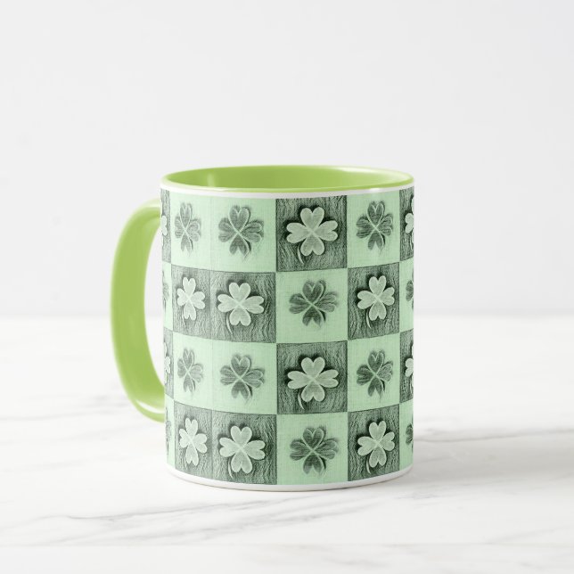 Taza Vintage Green St Patrick patrón retro shamrock (Anverso izquierdo)