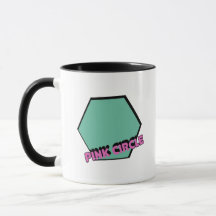 Vintage Greenish Hexagon con texto de círculo rosa