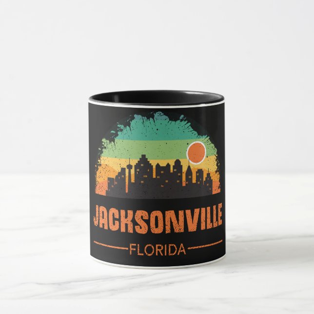 Taza Vintage Jacksonville City Florida Stripe Retro (Centro)