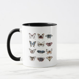 Taza Vintage Naturalista Mariposa Dark Academia