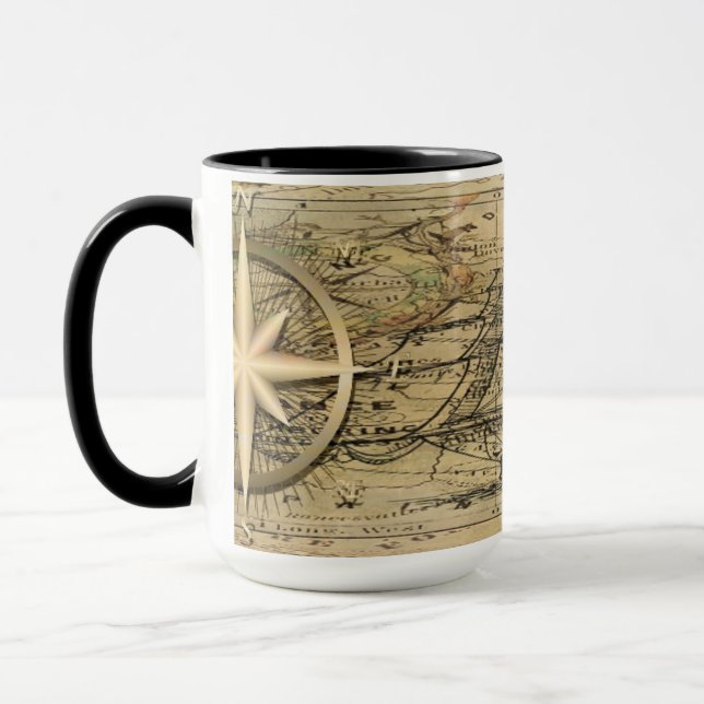 Taza Vintage Nautical Compass Handsome Coffee Mug (Izquierda)