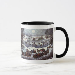 Taza Vintage Navidad Sleighs, Central Park en Invierno