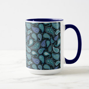 Taza Vintage Paisley Blue Verde azulada Floral Mug