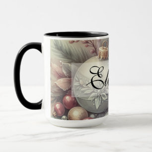 Taza Vintage Pastel Watercolor Ornamentos navideños