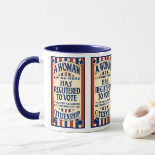 Taza Vintage Patriótico, Una Mujer está Registrada para