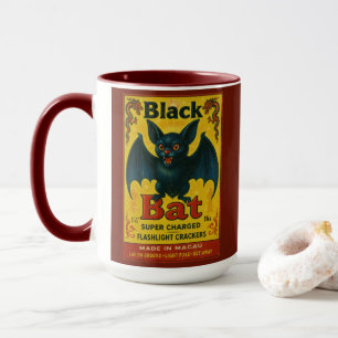 Taza Vintage Petardo de Murciélago Negro