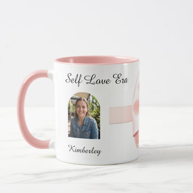 Taza Vintage Pink Coquette Bow Heart Personalized (Izquierda)