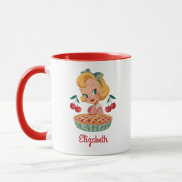 Taza Vintage Retro Girl Cherry Pie Mug