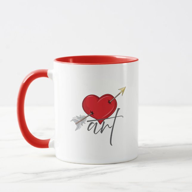 Taza Vintage Retro Love Art Cupid Heart (Izquierda)