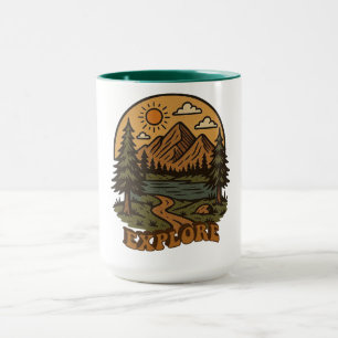 Taza Vintage/rústico aventurero explora la naturaleza