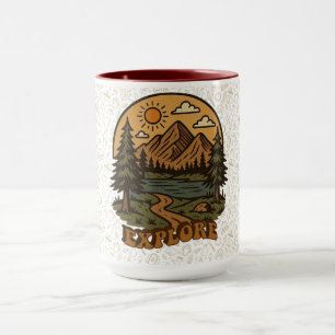Taza Vintage/rústico aventurero explora la naturaleza