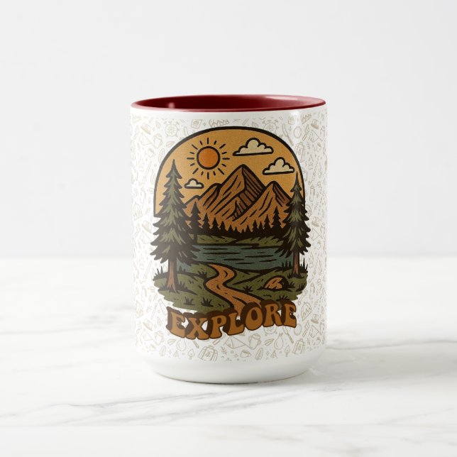 Taza Vintage/rústico aventurero explora la naturaleza (Centro)
