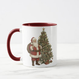 Taza Vintage Santa & Christmas Tree