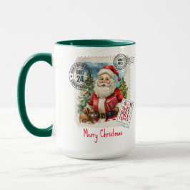 Taza Vintage Santa Claus Stamp Combo Mug, 15 oz