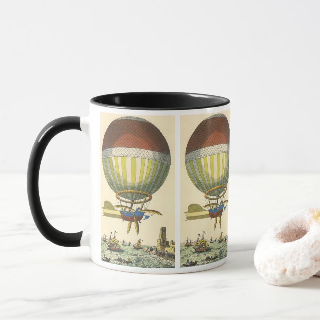 Taza Vintage Science Ficción Steampunk Hot Air Balloon (Con donut)