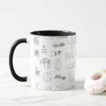 Taza Vintage Science Ilustraciones Black White Pattern<br><div class="desc">Diagrama y patrón de planos de blanco y negro vintage. Los temas de las imágenes incluyen la ciencia, las matemáticas, los edificios y monumentos, la astronomía y la manufactura. Hay un anteproyecto de auto antiguo, un viejo diagrama de eclipse, y más. Hace un gran cumpleaños, Navidades u otros regalos de...</div>