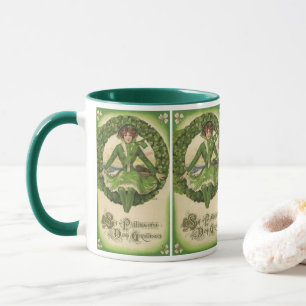 Taza Vintage St. Patrick's Day, Wreath with Irish Lass