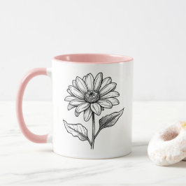 Taza Vintage Sunflower blanco y negro