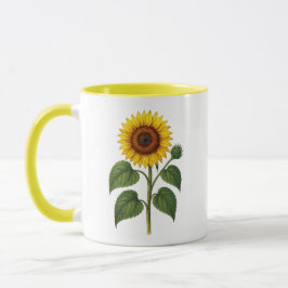 Taza Vintage Sunflower mug w/ yellow handle, inside