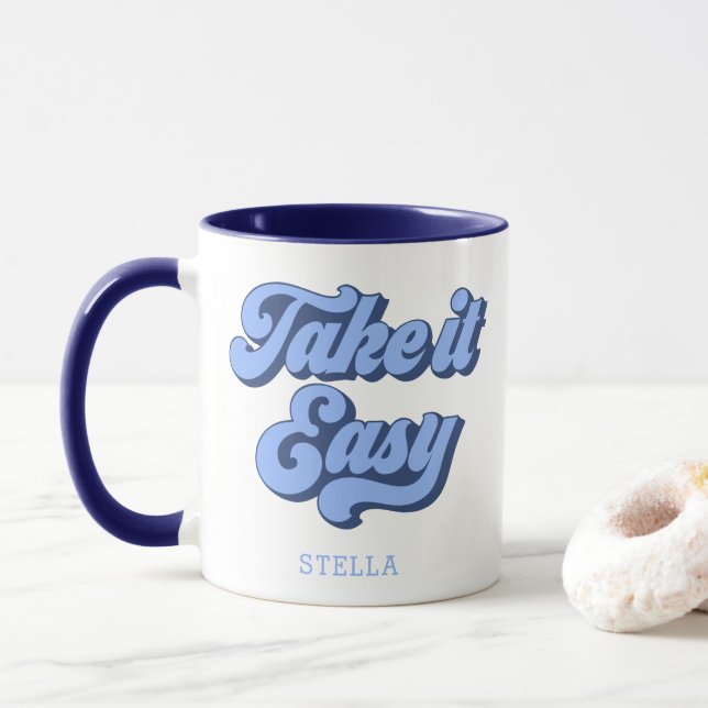 Taza Vintage Take It Easy estilo retro Mug (Con donut)