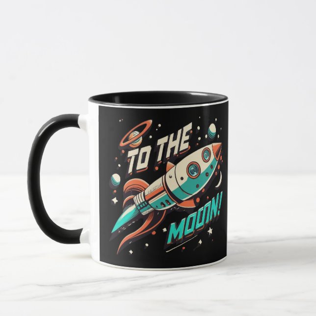 Taza Vintage To The Moon Rocket ship (Izquierda)