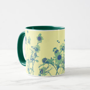 Taza Vintage Tones Sunflower Mug Cup Green