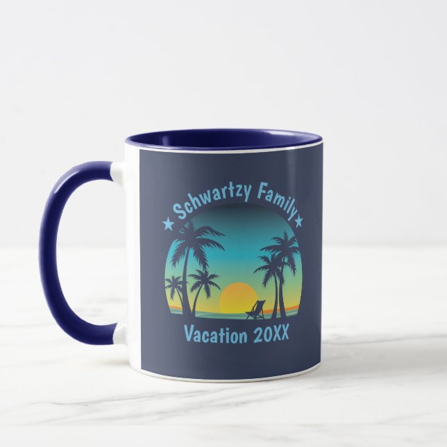 Taza Vintage Tropical Beach Summer Sunset Palm Tree (Izquierda)