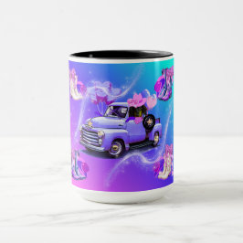 Taza Vintage Truck Cowgirl Boots Weenie Dog