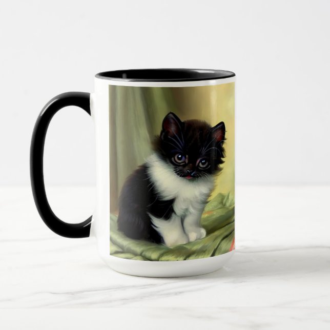 Taza Vintage Tuxedo Kitten Ilustracion (Izquierda)