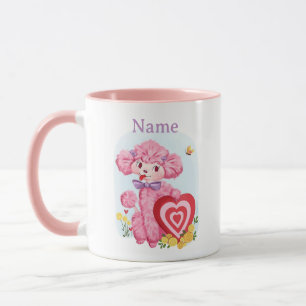 Taza Vintage Valentine Pink Poodle Mug