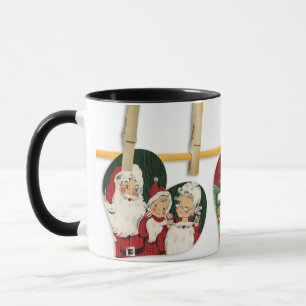 Taza Vintage Watercolor de Santa Claus y Claus M