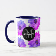 Violet Fuchsia Daisies Añadir tu nombre e inicial