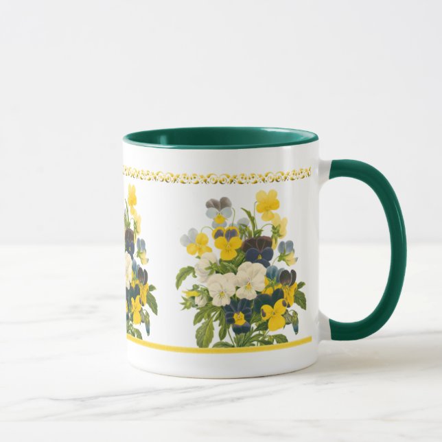 Taza Violet Pansy Botanical Floral Art Coffee Mug (Derecha)