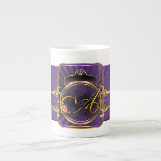 Taza violeta de la porcelana de hueso del (Frente)