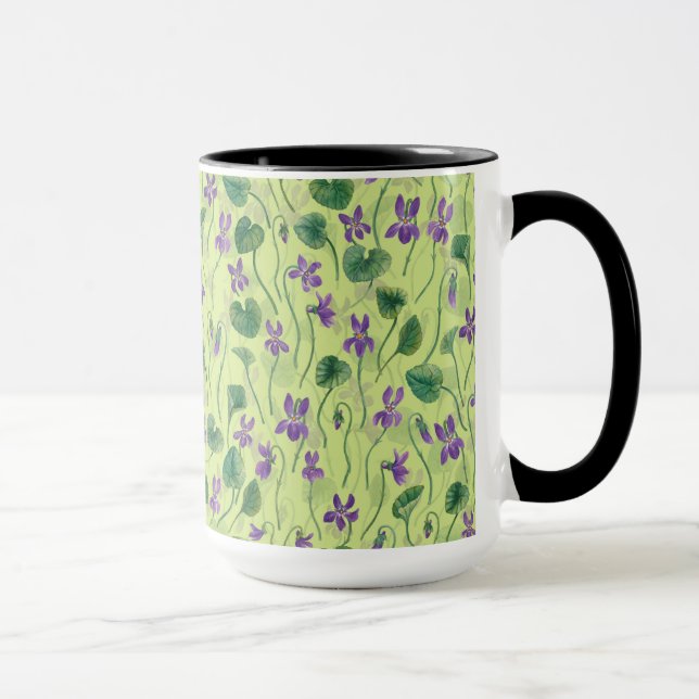 Taza Violetas acuarela sobre rocío de miel (Derecha)