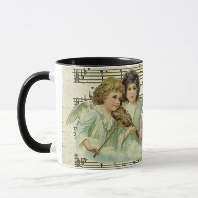Taza Violín de ángeles victorianos y música de hojas (Izquierda)