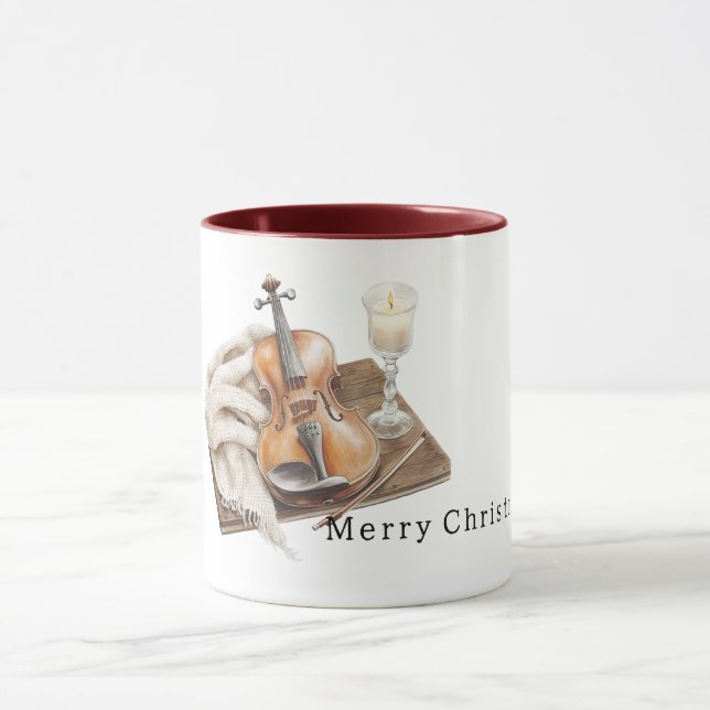 Taza Violín de Navidad Cálida y Acogedora con Vela (Centro)